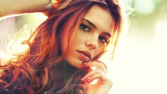 Woman faces models redheads portraits back light