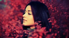 Woman faces models sweaters