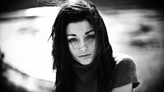 Woman faces models sweaters