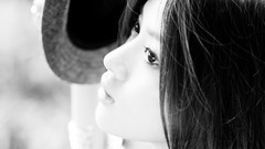 Woman faces monochrome asians