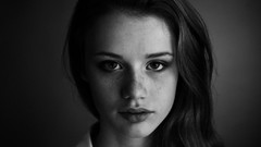 Woman faces monochrome brunettes