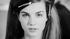 Woman faces monochrome brunettes