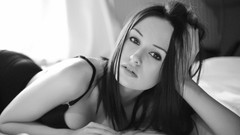 Woman faces monochrome brunettes models