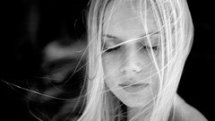 Woman faces monochrome closed eyes grayscale