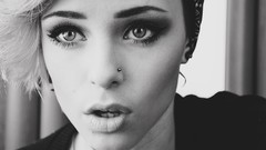 Woman faces monochrome grayscale facial piercings Lana Branishti