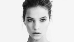 Woman faces monochrome hungary blue eyes brunettes barbara 