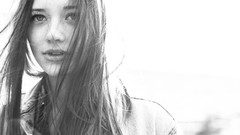Woman faces monochrome long hair