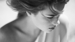 Woman faces monochrome portraits