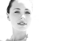 Woman faces monochrome smiling