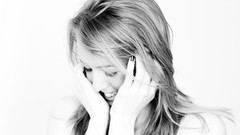 Woman faces monochrome smiling grayscale