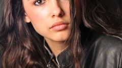 Woman faces naomi scott brunettes dark eyes Leather Jacket