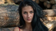 Woman faces outdoors black hair Met-Art magazine Katya AC