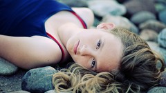 Woman faces outdoors blondes freckles