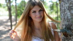 Woman faces outdoors blondes smiling long hair models