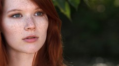 Woman faces outdoors blue eyes freckles models mia sollis 
