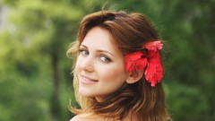 Woman faces outdoors flower in hair redheads july Met-Art 
