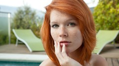 Woman faces outdoors green eyes freckles mia sollis redheads 