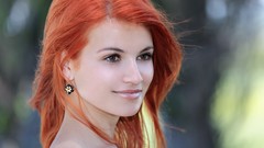 Woman faces outdoors redheads depth of field Met-Art magazine 