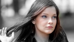 Woman faces outdoors selective coloring Indiana A