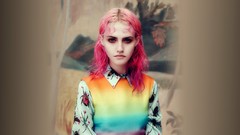 Woman faces pink hair rainbows models Charlotte Free