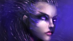 Woman faces purple eyes artwork video games starcraft ii Sarah 