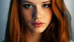 Woman faces redhead
