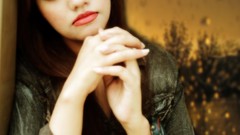 Woman faces sad brunettes