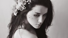 Woman faces sad monochrome brunettes models