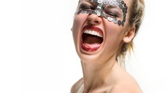 Woman faces screaming blondes models portraits