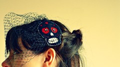 Woman faces skulls models