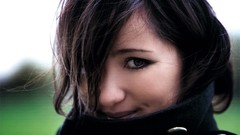 Woman faces smiling brunettes