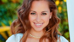 Woman faces smiling brunettes curly hair Riley Reid