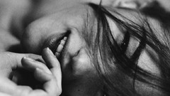 Woman faces smiling brunettes grayscale