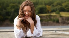 Woman faces smiling brunettes models