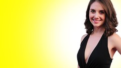 Woman faces smiling green eyes black dress alison brie