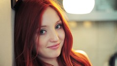 Woman faces smiling green eyes models redheads Femjoy magazine 