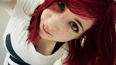 Woman faces smiling long hair blue eyes redheads