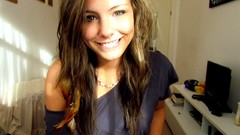 Woman faces smiling long hair brunettes biting lips self shot