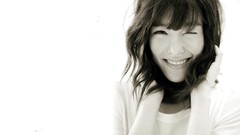 Woman faces smiling Simple Background grayscale Girls 