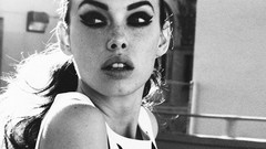 Woman faces sunlight long hair models open mouth grayscale 