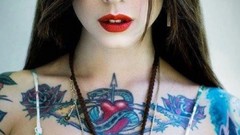 Woman faces tattoos