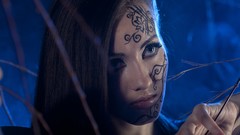 Woman faces tattoos brunettes face painting