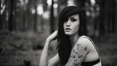 Woman faces tattoos brunettes piercings forests Lauren Taylor 