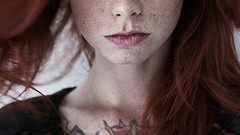 Woman faces tattoos freckles models redheads