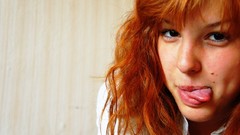Woman faces tongue models redheads