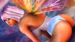 Woman Fairies purple hair fantasy art