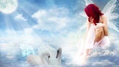 Woman Fairies Swans fantasy art