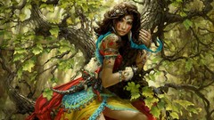 Woman fans artwork fantasy art
