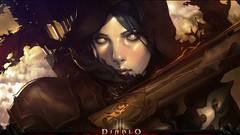 Woman fans demon hunter diablo brunettes diablo iii artwork 