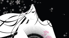 Woman fans long hair